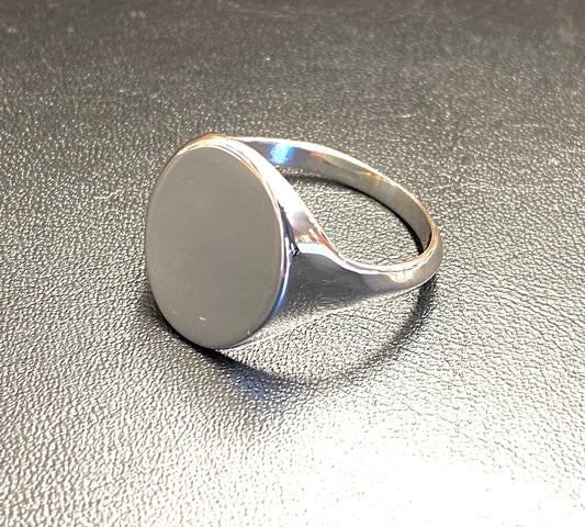 Men's Signet Sterling Silver 17.87mm x 14.5mm Heavyweight Oval Shape Ring