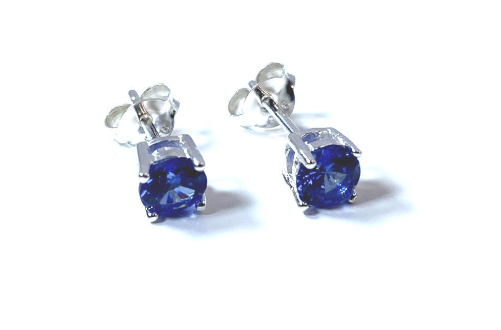 Birthstone CZ Stone Set Round Stone Claw Silver Earrings Set for Everyday Wear