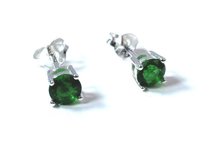 Birthstone CZ Stone Set Round Stone Claw Silver Earrings Set for Everyday Wear