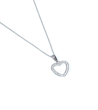 Silver CZ Heart Pendant Chained
