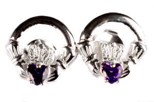 Claddagh Birthstone Women's Earring - Celtic Claddagh Ring & Heart Love Design