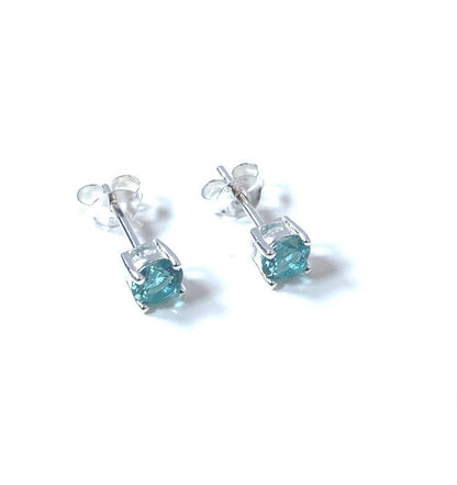 Birthstone CZ Stone Set Round Stone Claw Silver Earrings Set for Everyday Wear