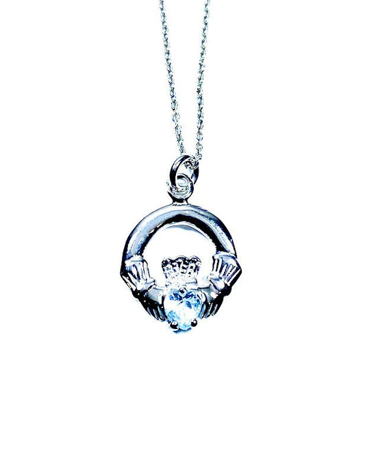 Claddagh Blue Topaz Cz December BirthStone Pendant