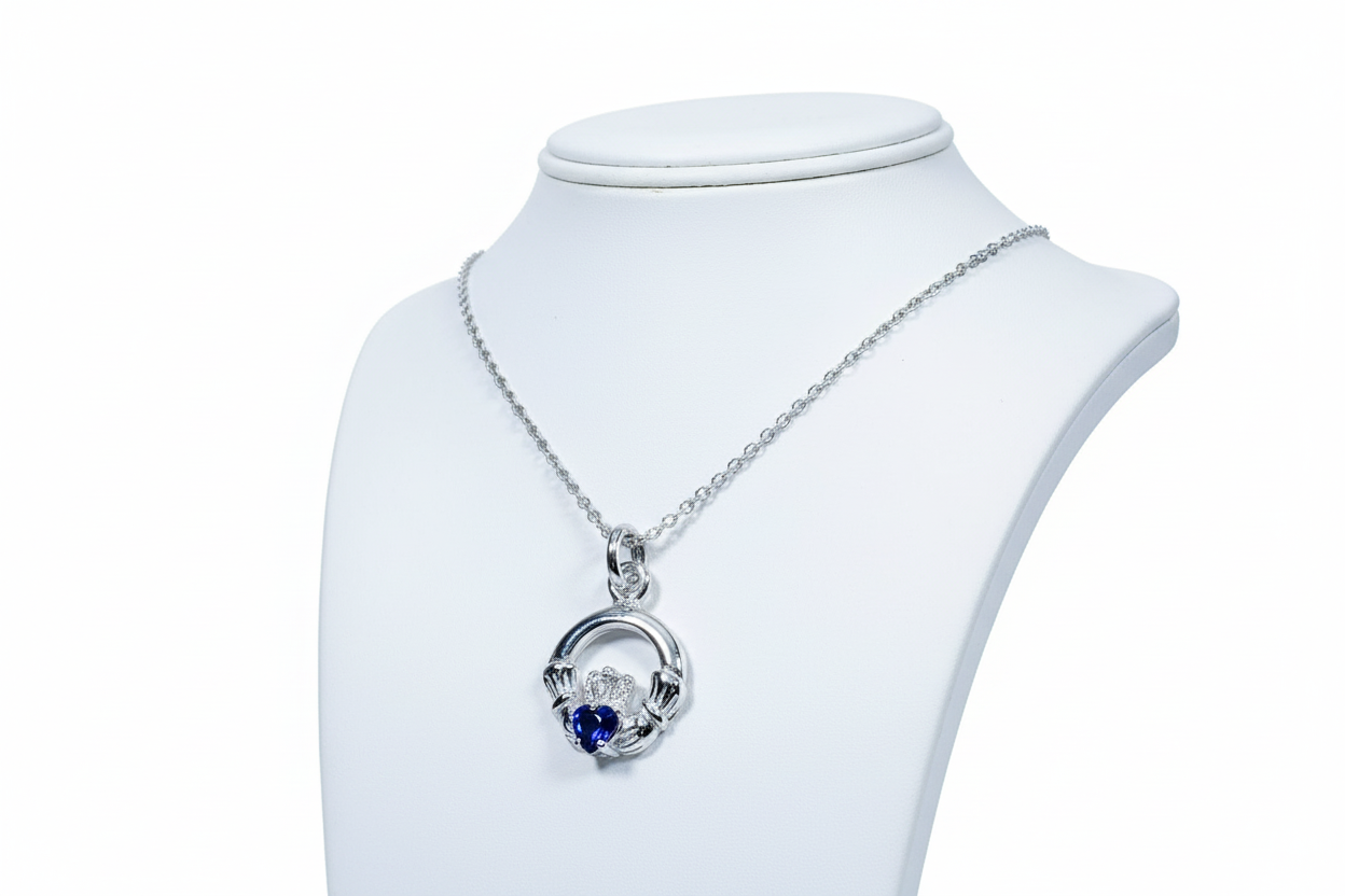 Kids Claddagh Amethyst February BirthStone Pendant