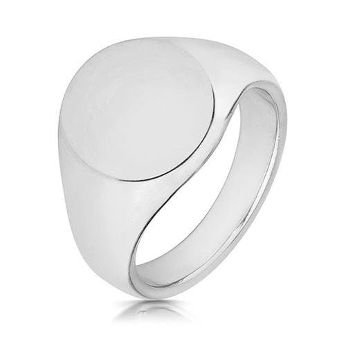 Men's Signet Sterling Silver 17.87mm x 14.5mm Heavyweight Oval Shape Ring