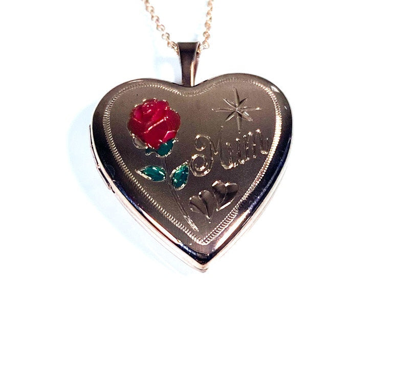 Mum Heart Design Locket Keepsake Pendant