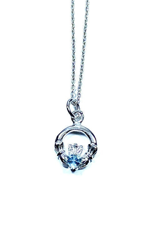 Kids Claddagh Blue Topaz December BirthStone Pendant