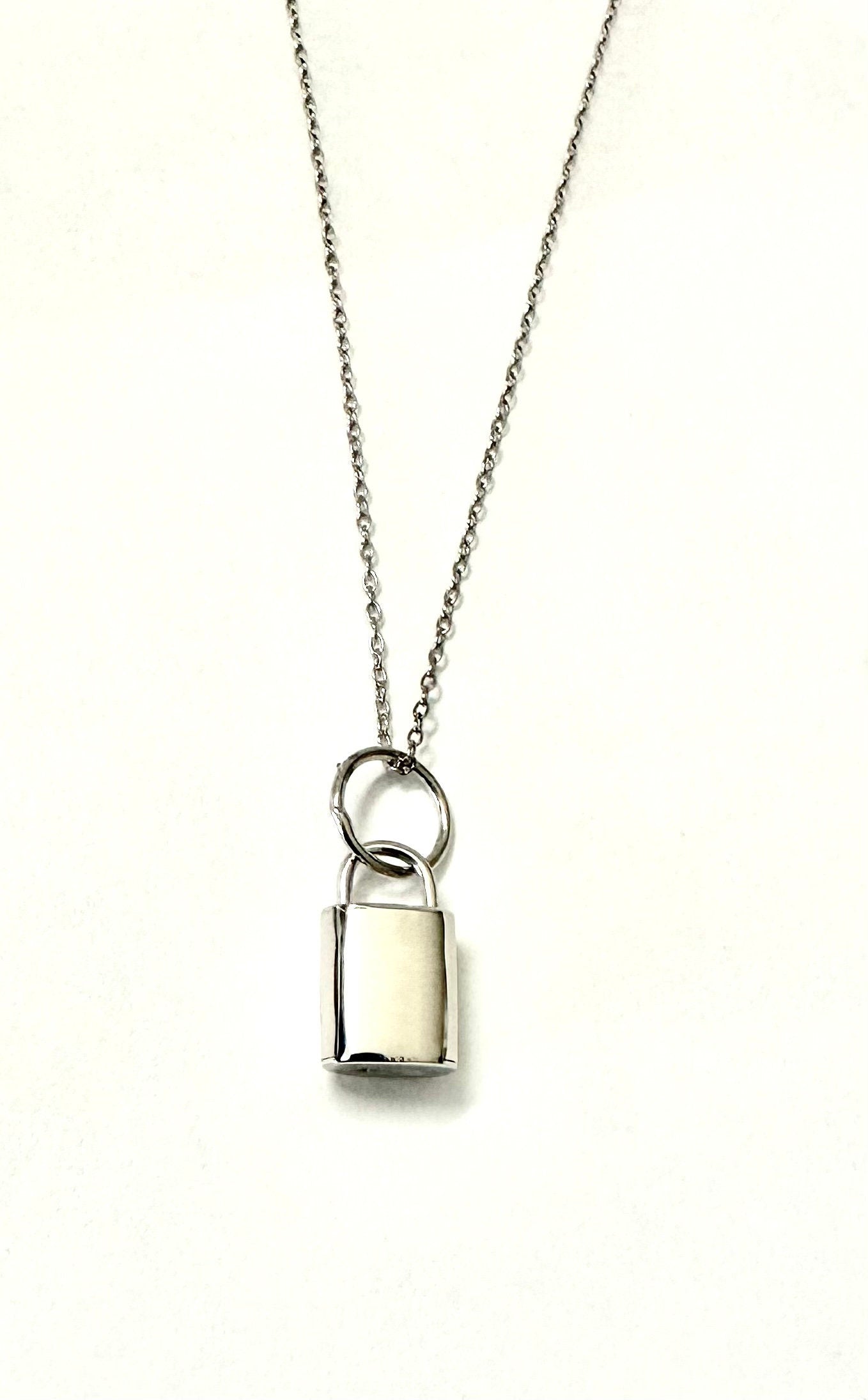 Padlock Sterling Silver Design Pendant and Chain Necklace for Everyday Wear