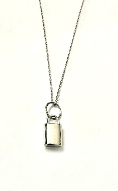 Padlock Sterling Silver Design Pendant and Chain Necklace for Everyday Wear