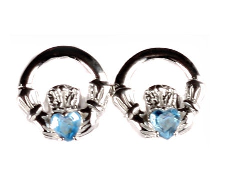 Claddagh Birthstone Women's Earring - Celtic Claddagh Ring & Heart Love Design