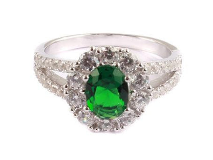 Emerald CZ Sterling Silver Ring