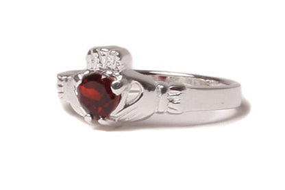 Claddagh Ring with CZ Birthstone Accent - Traditional Irish Claddagh Style Ring