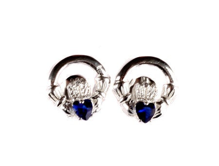 Kids Claddagh September Sapphire CZ BirthStone Earrings