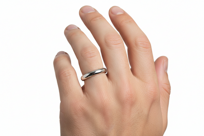 Wedding 3mm Silver Band Ring D Shape - Availbke in Sizes J-T