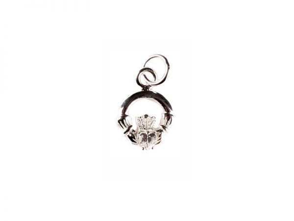 Kids Claddagh Silver White Cz Pendant