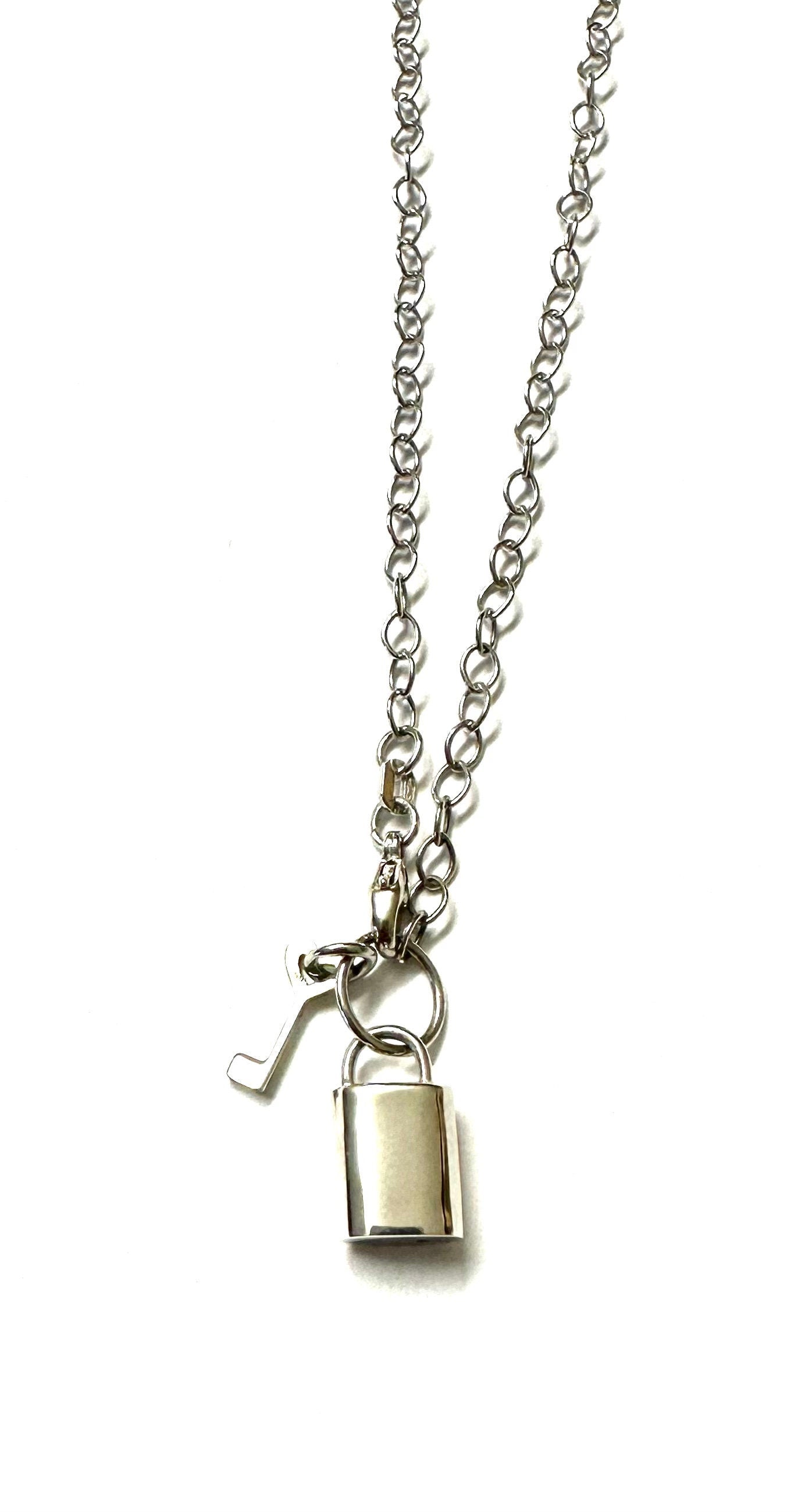 Padlock and key Sterling Silver Design Necklace