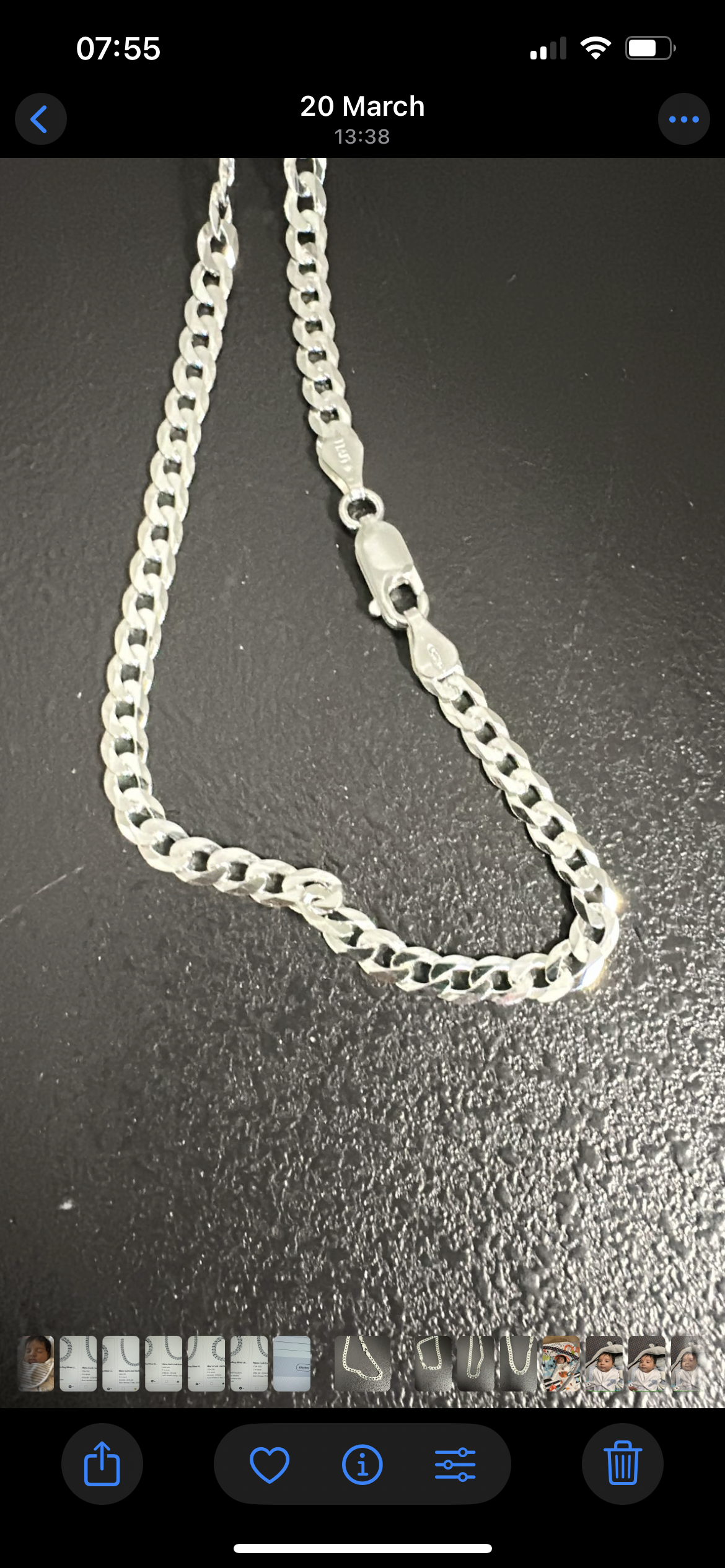 Mens Curb Link Sterling Silver Lightweight Necklace (4.94mm Width)