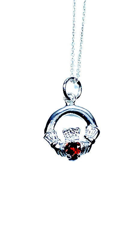 Claddagh Garnet January BirthStone Pendant