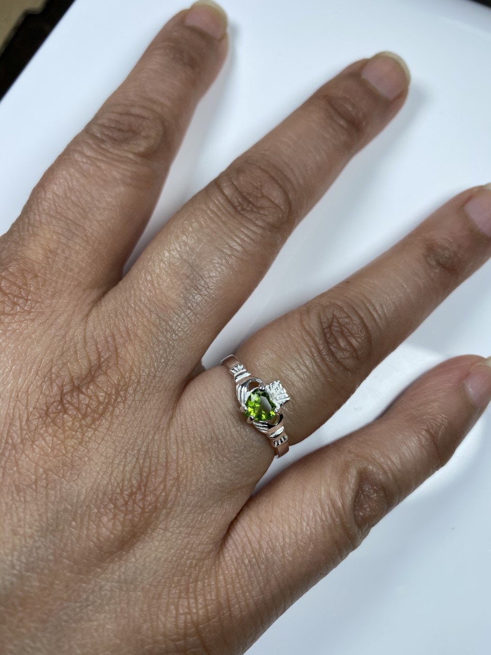Claddagh Ring with CZ Birthstone Accent - Traditional Irish Claddagh Style Ring