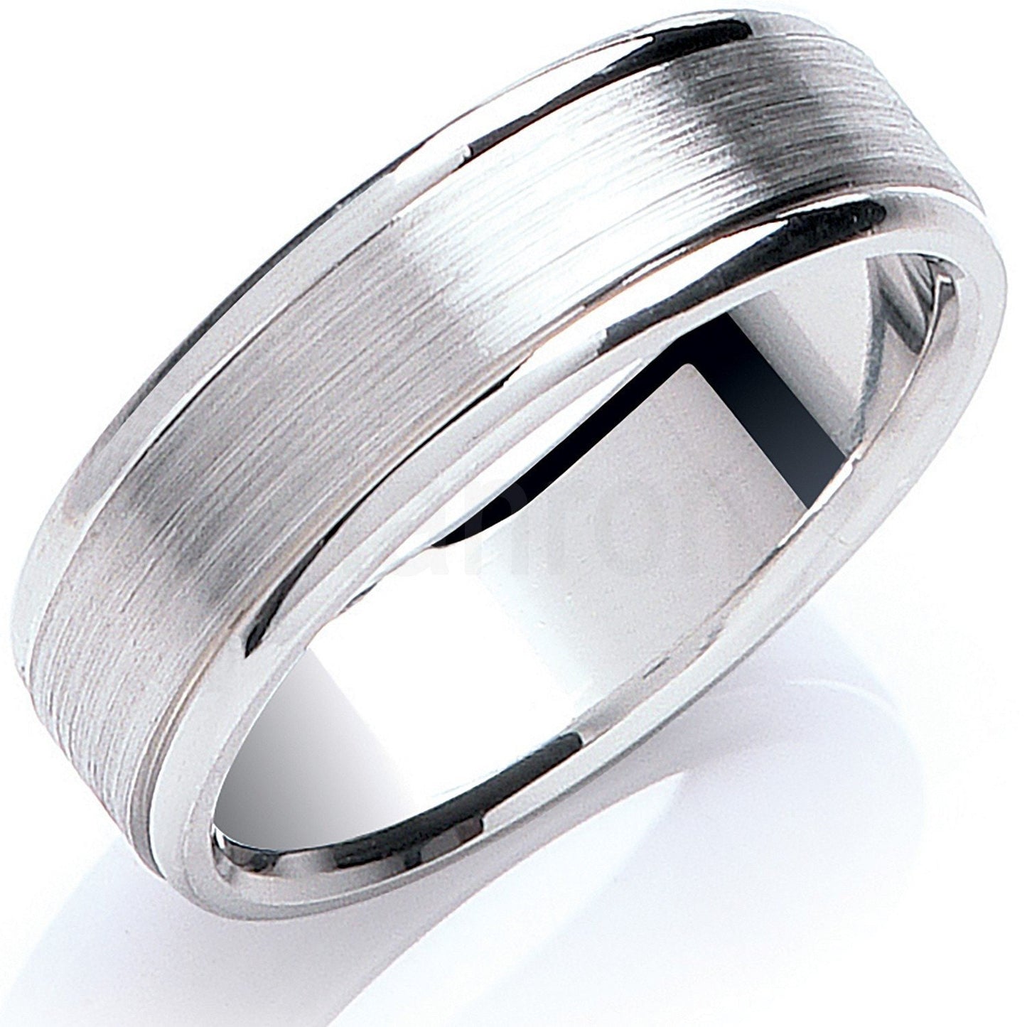 Men's 6mm Silver Track Edge Matt Wedding Ring