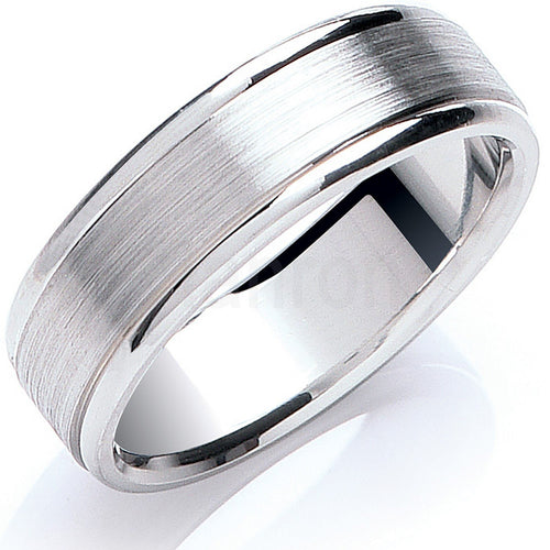 Men's 6mm Silver Track Edge Matt Wedding Ring