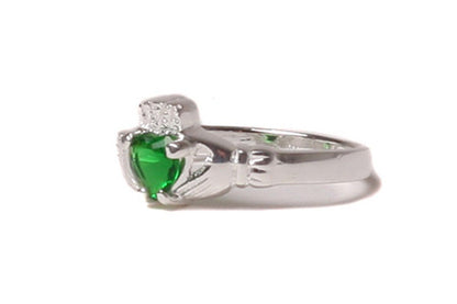 Claddagh Ring with CZ Birthstone Accent - Traditional Irish Claddagh Style Ring