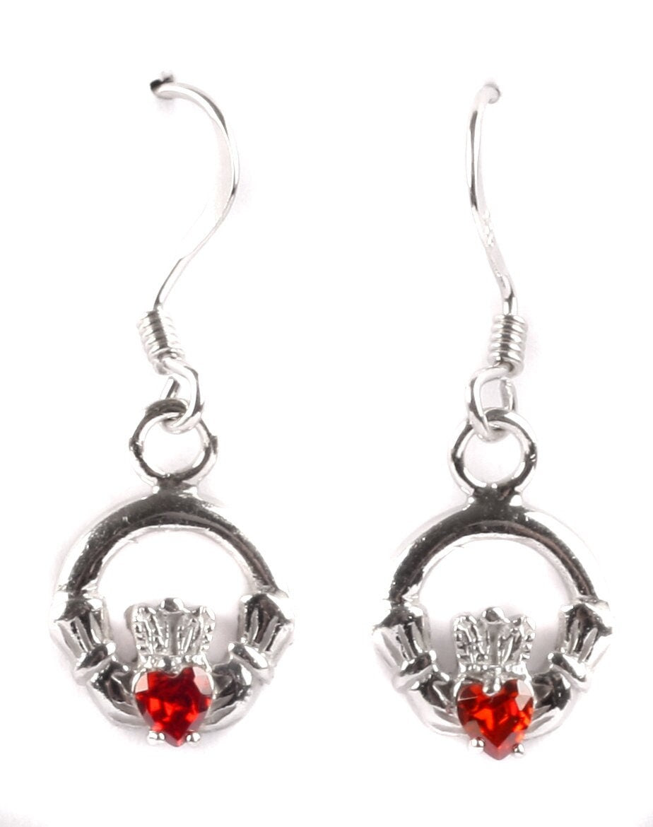 Claddagh BirthStone Kids Drop Earring Celtic Claddagh Design with Gem Accent