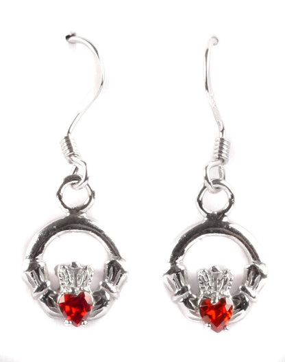 Claddagh BirthStone Kids Drop Earring Celtic Claddagh Design with Gem Accent