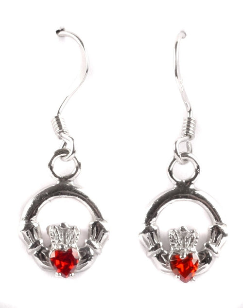 Claddagh BirthStone Kids Drop Earring Celtic Claddagh Design with Gem Accent