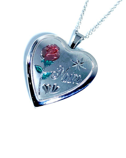 Mum Heart Design Locket Keepsake Pendant