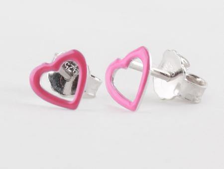 Kids Pink Heart Earring - Silver Spirit Jewellery