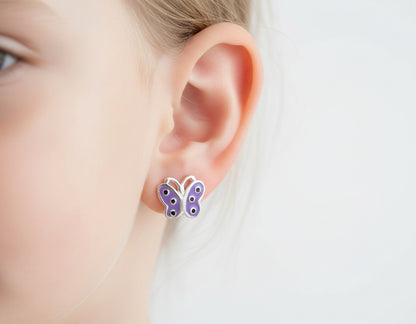 Kids Purple Butterfly Earring - Silver Spirit Jewellery