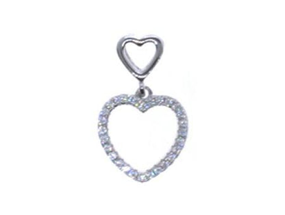 Sterling Silver Heart Design White Cubic Zirconia Pendant - Silver Spirit Jewellery
