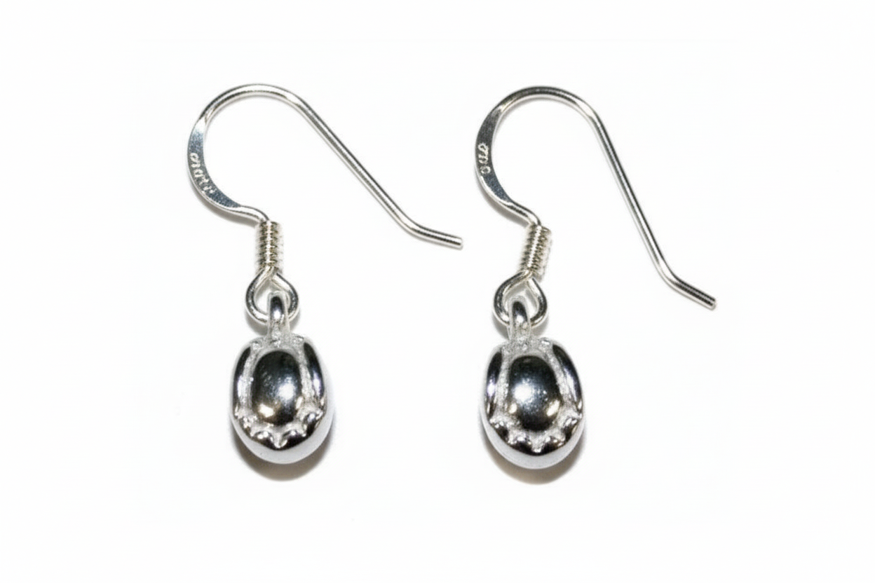 Silver Hurling Ball Drop Earrings