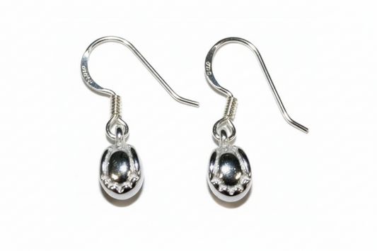 Silver Hurling Ball Drop Earrings
