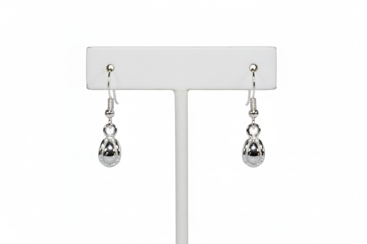 Silver Hurling Ball Drop Earrings