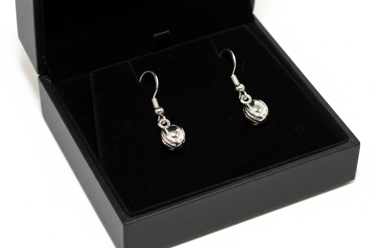 Silver Hurling Ball Drop Earrings