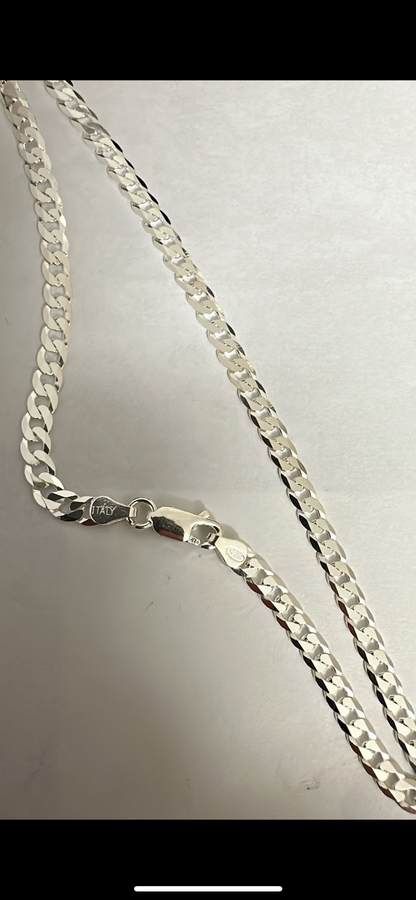 Mens Curb Link Sterling Silver Lightweight Necklace (4.22mm Width)