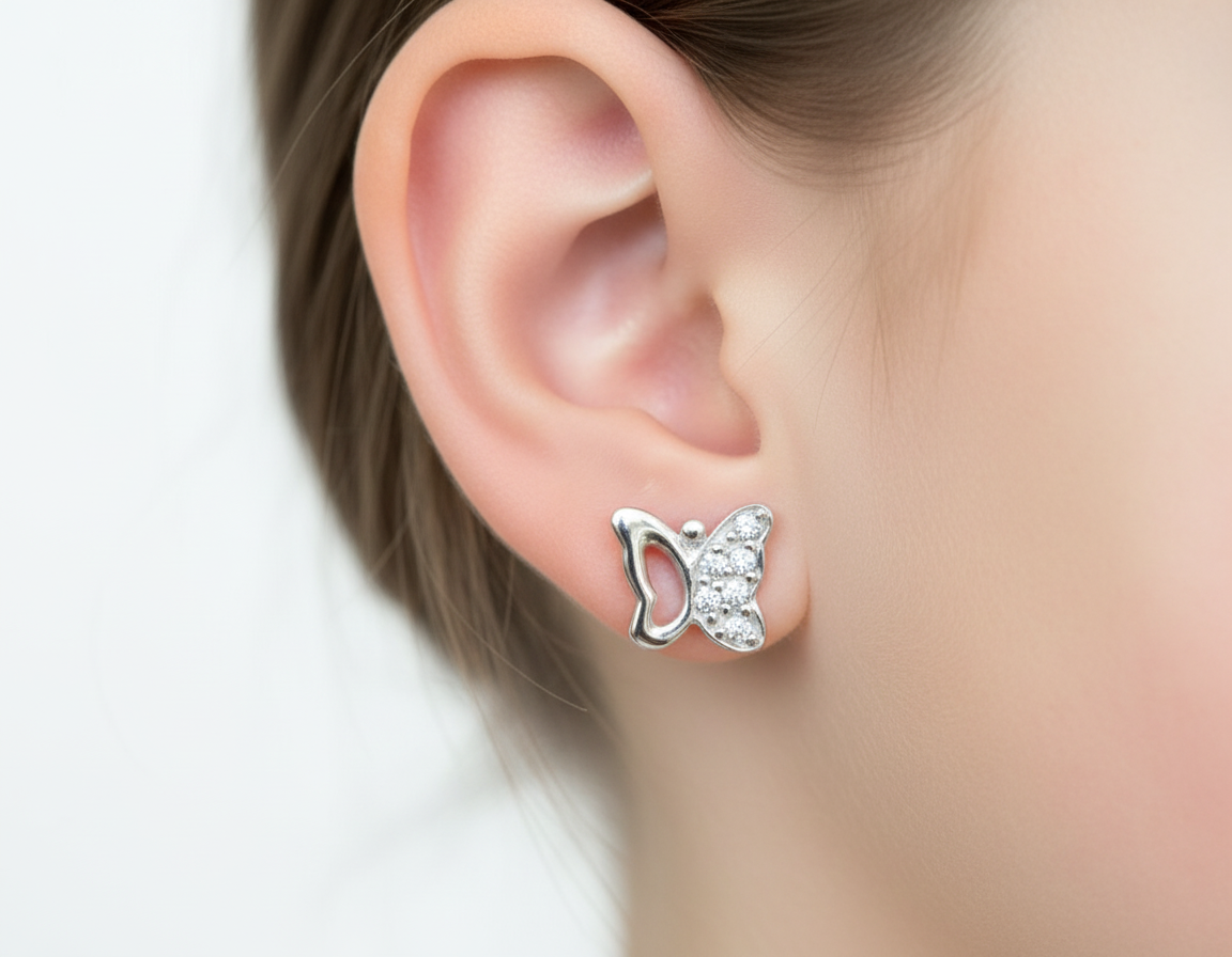Kids Sterling Silver Butterfly Earrings