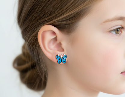 Kids Blue Butterfly Earring - Silver Spirit Jewellery