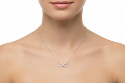 CZ Sterling Silver Infinity Design Necklace