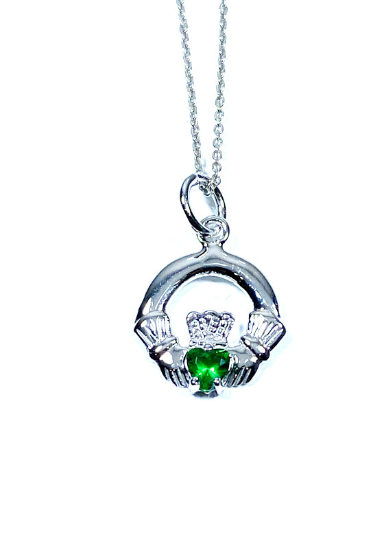 Claddagh Emerald Green CZ BirthStone May Birthstone Pendant