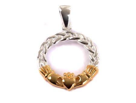 Claddagh Silver with Goldplating Pendant - Silver Spirit Jewellery