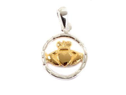 Claddagh Silver with Goldplating Pendant - Silver Spirit Jewellery