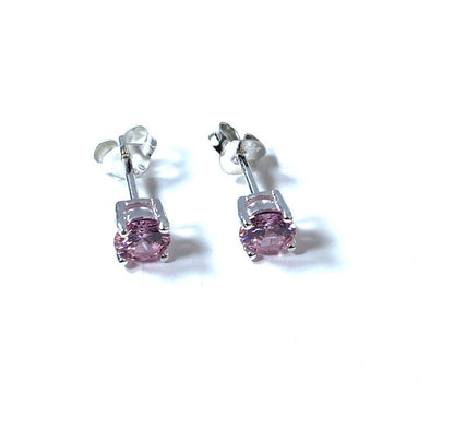 Birthstone CZ Stone Set Round Stone Claw Silver Earrings Set for Everyday Wear