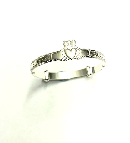 Kids Sterling Silver Claddagh Expandable Bangle