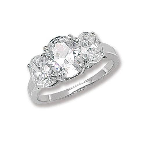 Sterling Silver Three Stone Trilogy White CZ Ring