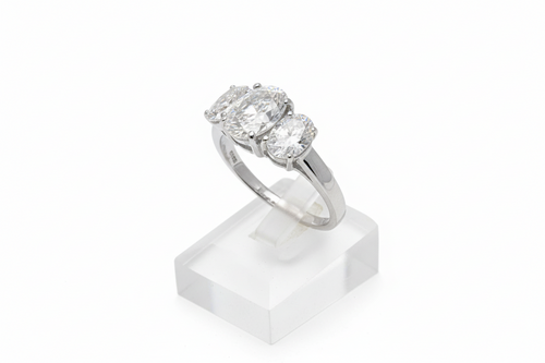 Sterling Silver Three Stone Trilogy White CZ Ring