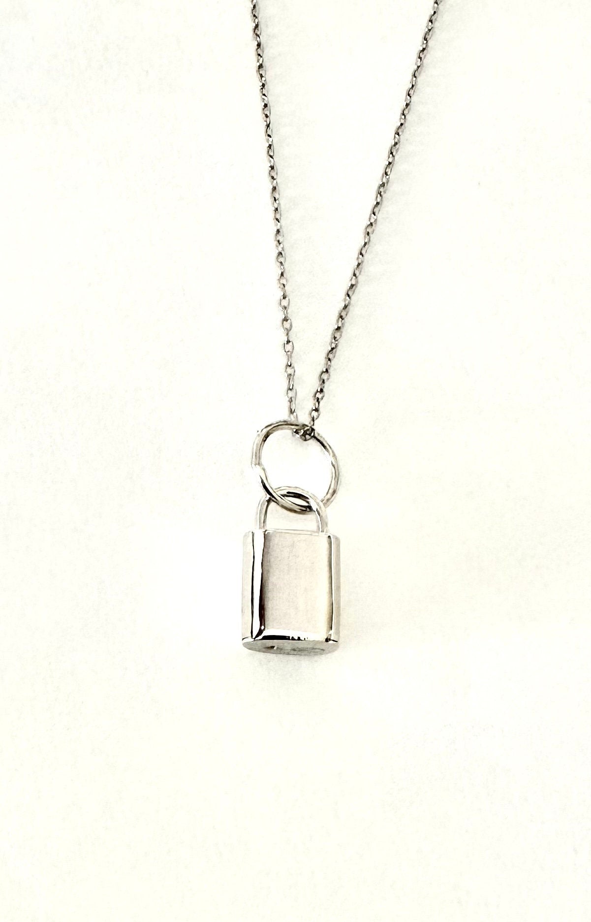 Padlock Sterling Silver Design Pendant and Chain Necklace for Everyday Wear