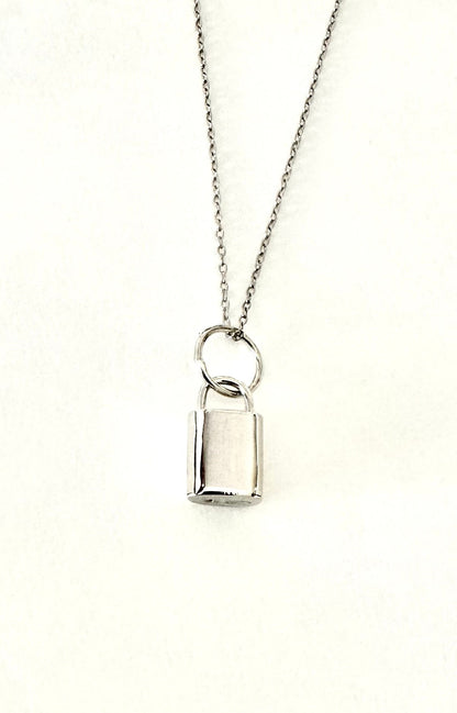 Padlock Sterling Silver Design Pendant and Chain Necklace for Everyday Wear